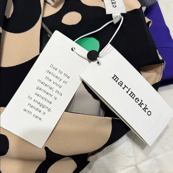 Marimekko Black & Cream Keho Pieni Maxi Dress with Green Accents 46 NEW NWT - Picture 8 of 9